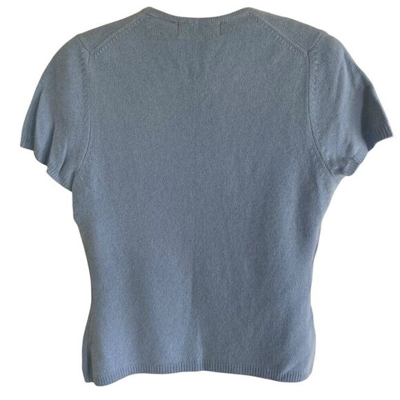 LG by Chow Cashmere Sweater Women's Medium Blue Pullover Cap Sleeves - Picture 3 of 4